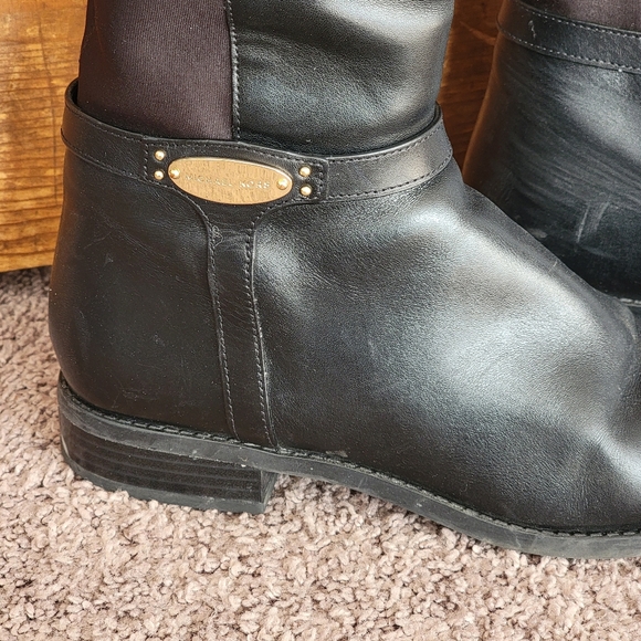 Michael Kors Black Finely Tall Leather Riding Heeled Boots 7 - Picture 3 of 16